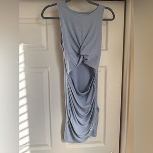 Light blue and hot pink front cut out tube dress